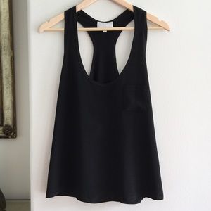 Alexis modern silk Racerback top M tank black